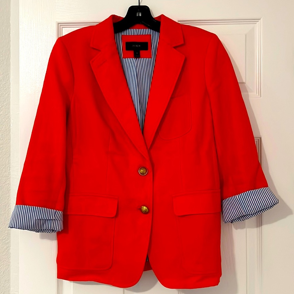 J. Crew orange linen blazer